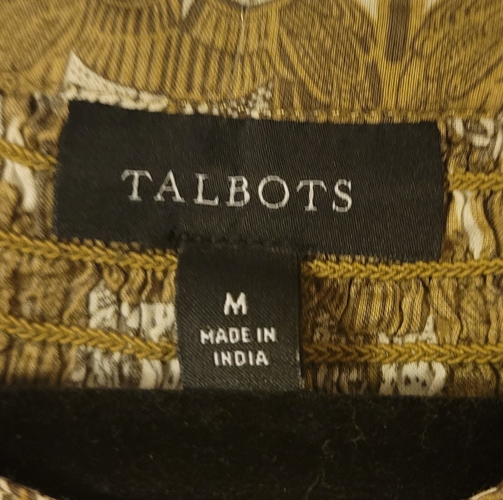 Talbots Olive Patterned Blouse - Picture 3 of 3